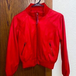 Agaci red leather jacket
